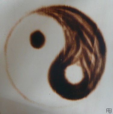 Drawing titled "yin yang" by Fabien Bochard, Original Artwork, Wood Mounted on Wood Panel