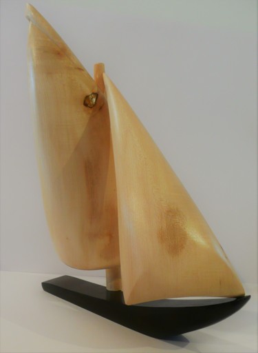 Sculpture titled "Barquette" by Fabien Bochard, Original Artwork, Wood
