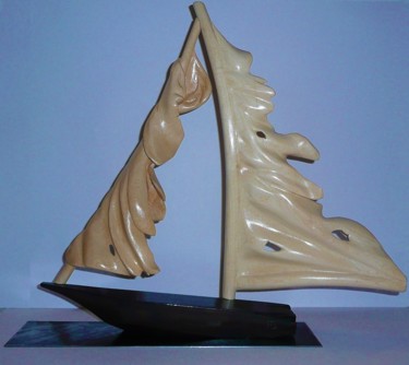 Sculpture titled "tourmente" by Fabien Bochard, Original Artwork, Wood