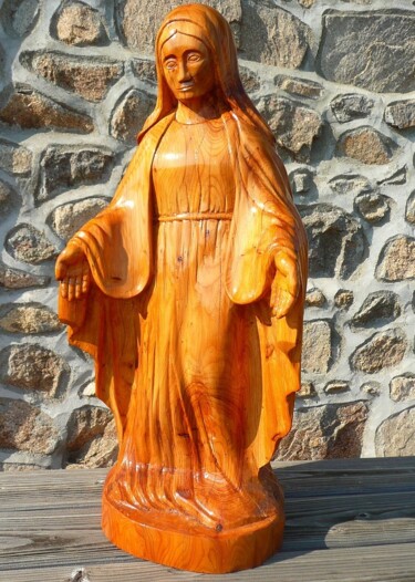 Sculpture titled "Vierge" by Fabien Bochard, Original Artwork, Wood