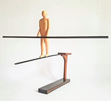 Sculpture titled "Funambule" by Fabien Bochard, Original Artwork, Wood