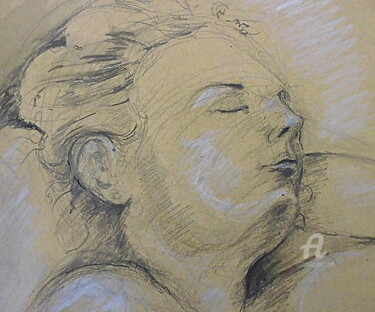 Drawing titled "Le Songe" by Fabienne Verastegui, Original Artwork, Pencil