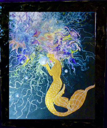 Pintura titulada "Mermaid Hair" por Connie Rogers, Obra de arte original, Acrílico