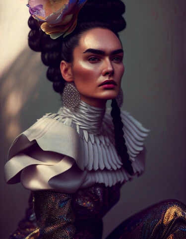 Arts numériques intitulée "Frida Topmodel" par Factumartis, Œuvre d'art originale, Image générée par l'IA
