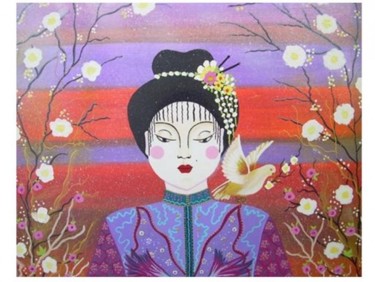 Painting titled "A Japonesinha" by Fada Fadul, Original Artwork