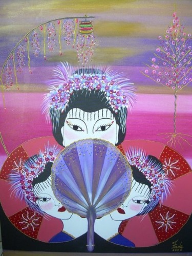 Painting titled "As três Japonesas e…" by Fada Fadul, Original Artwork