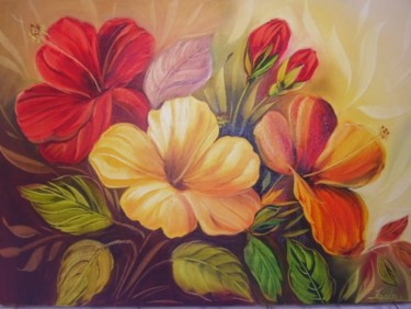 Pintura intitulada "Hibiscus" por Fada Fadul, Obras de arte originais