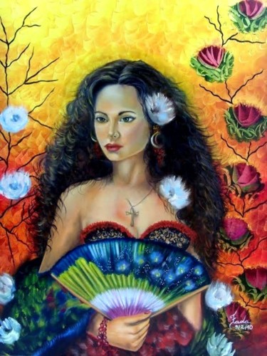 Painting titled "CIGANA ESPANHOLA" by Fada Fadul, Original Artwork