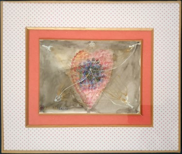 Painting titled "Amour et Paix Pour…" by Fadiese, Original Artwork, Watercolor Mounted on Cardboard