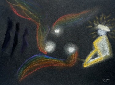 Drawing titled "Sombre Luminescence" by Fadiese, Original Artwork, Pastel