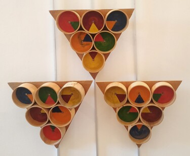 Sculpture titled "18 Una Hexa Buis v v" by Fadiese, Original Artwork, Wood Mounted on Wood Panel