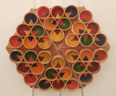 雕塑 标题为“36 Una Hexa Buis” 由Fadiese, 原创艺术品, 木 安装在木板上