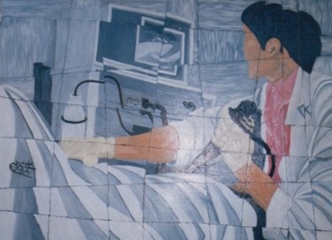 Peinture intitulée "Fibroscopie" par Hosni, Œuvre d'art originale