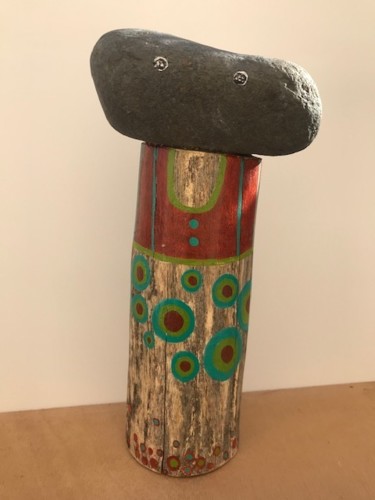 Sculpture titled "Champicailloux" by Fafa, Original Artwork, Wood