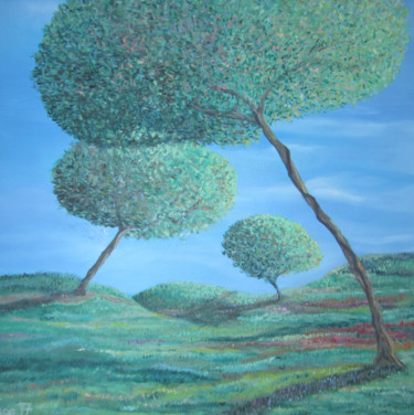 Painting titled "3 ARBOLES" by Fage, Original Artwork, Oil