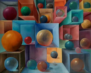 Painting titled "BULLES" by Fage, Original Artwork, Oil