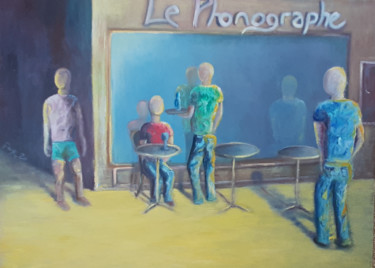 Painting titled "LE PHONOGRAPHE" by Fage, Original Artwork, Oil