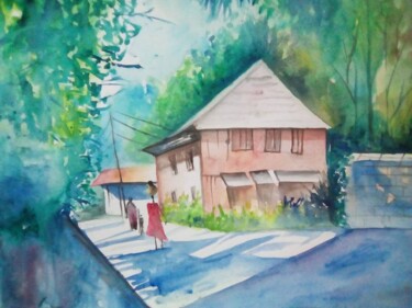 Painting titled "landscape 2" by Fahim Babar, Original Artwork, Watercolor