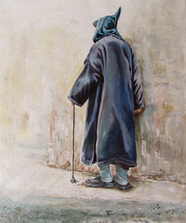 Peinture intitulée "Le vieux sage" par Faiza Bourhaleb, Œuvre d'art originale