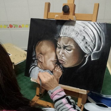 Pittura intitolato "Maternità" da Sandra Pagano, Opera d'arte originale, Olio