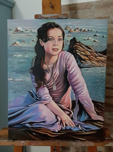 Pittura intitolato "La ragazza del lago" da Sandra Pagano, Opera d'arte originale, Olio