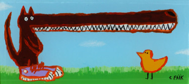 Peinture intitulée "loulou-grande-gueule" par Christelle Faïk, Œuvre d'art originale, Huile