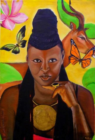 Peinture intitulée "MAREMA FALL" par Mokodu Fall, Œuvre d'art originale, Huile