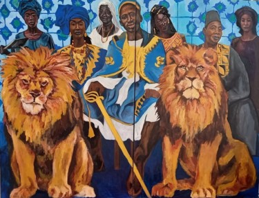Malerei mit dem Titel "King Alboury Ndiaye" von Mokodu Fall, Original-Kunstwerk, Acryl