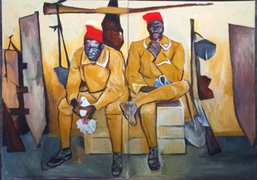 Painting titled "Les Tiraillieurs Sé…" by Mokodu Fall, Original Artwork, Acrylic
