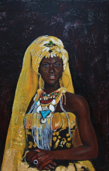 Painting titled "Diamant Noir" by Mokodu Fall, Original Artwork, Acrylic