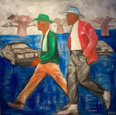 Pintura titulada "Les Sapeurs" por Mokodu Fall, Obra de arte original, Acrílico