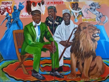 Schilderij getiteld "Les cinéastes du Sé…" door Mokodu Fall, Origineel Kunstwerk, Acryl