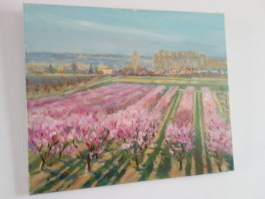 Картина под названием "Pêchers en fleurs" - Remy Balinieres, Подлинное произведение искусства, Масло