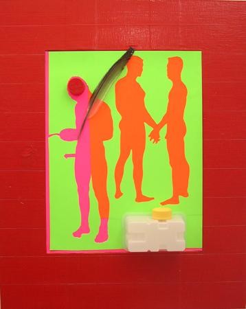 Collages intitolato "Untitled Neon" da F Allen Moss, Opera d'arte originale
