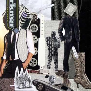 Collagen mit dem Titel "En êntre un homme" von F Allen Moss, Original-Kunstwerk