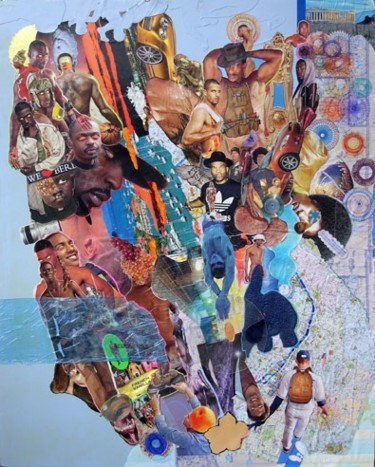 Collagen mit dem Titel "Brothas 2010" von F Allen Moss, Original-Kunstwerk