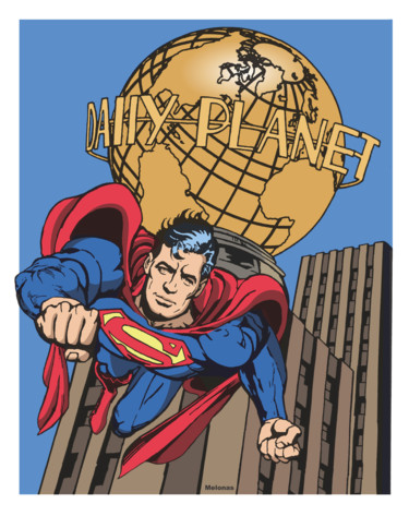 Digitale Kunst mit dem Titel "Superman Saves The…" von Peter Melonas, Original-Kunstwerk, 2D digitale Arbeit
