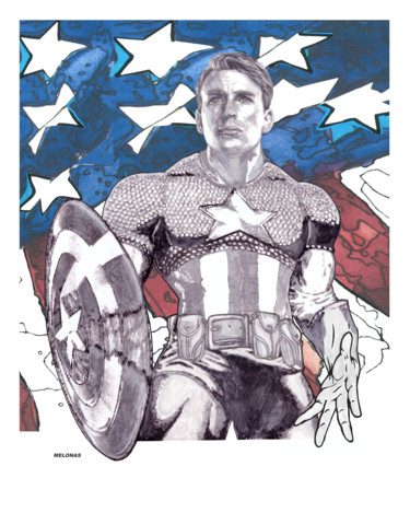 Цифровое искусство под названием "An American Superhe…" - Peter Melonas, Подлинное произведение искусства, Акрил