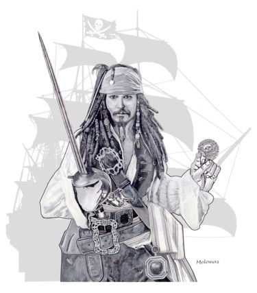 Arte digitale intitolato "A Pirate's Life" da Peter Melonas, Opera d'arte originale, Lavoro digitale 2D