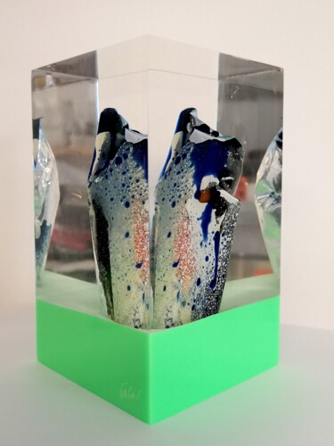 Sculpture titled "Green Lava" by Fanfan Plasticienne, Original Artwork, Resin