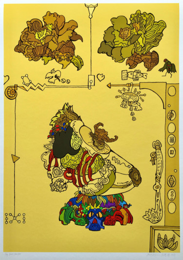 Gravures & estampes intitulée "BAD TEMPER" par Fangjingjing, Œuvre d'art originale, Sérigraphie