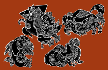 印花与版画 标题为“BAD TEMPER” 由Fangjingjing, 原创艺术品, 丝网印刷