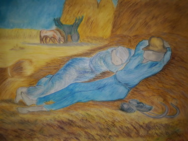 Malerei mit dem Titel "The Siesta of Vince…" von Fani Thmdk, Original-Kunstwerk, Pastell