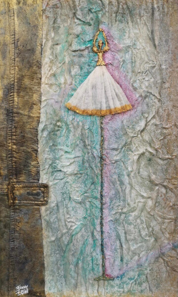 La danseuse en cuir noir et or Peinture intitulée "La danseuse en cuir…" par Fanny Boton, Œuvre d'art originale, Acrylique