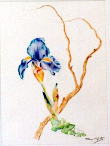 绘画 标题为“Iris bleu” 由Fanny Laffitte, 原创艺术品, 油