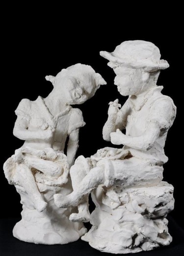 Sculpture intitulée "Premiers Amours" par Fanny Leurent, Œuvre d'art originale, Terre cuite