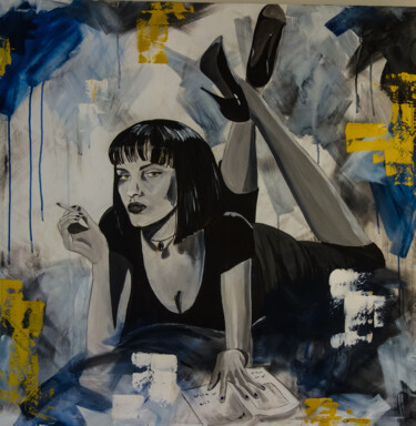 Painting titled "Mia" by Fanny Pasquier, Original Artwork, Acrylic Mounted on Wood Stretcher frame
