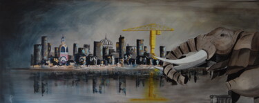 Painting titled "Nantes" by Fanny Pasquier, Original Artwork, Acrylic Mounted on Wood Stretcher frame