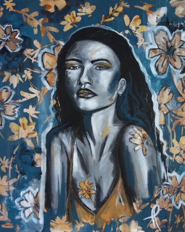 Malerei mit dem Titel "Iris" von Fanny Pasquier, Original-Kunstwerk, Acryl Auf Keilrahmen aus Holz montiert