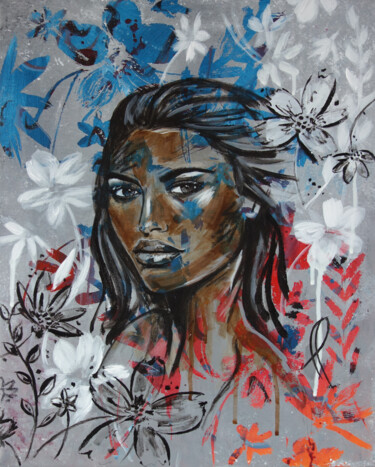 Painting titled "Lila" by Fanny Pasquier, Original Artwork, Acrylic Mounted on Wood Stretcher frame